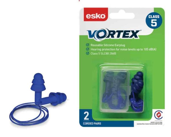 Picture of ESKO VORTEX EARPLUGS BLUE CORDED 2 PACK